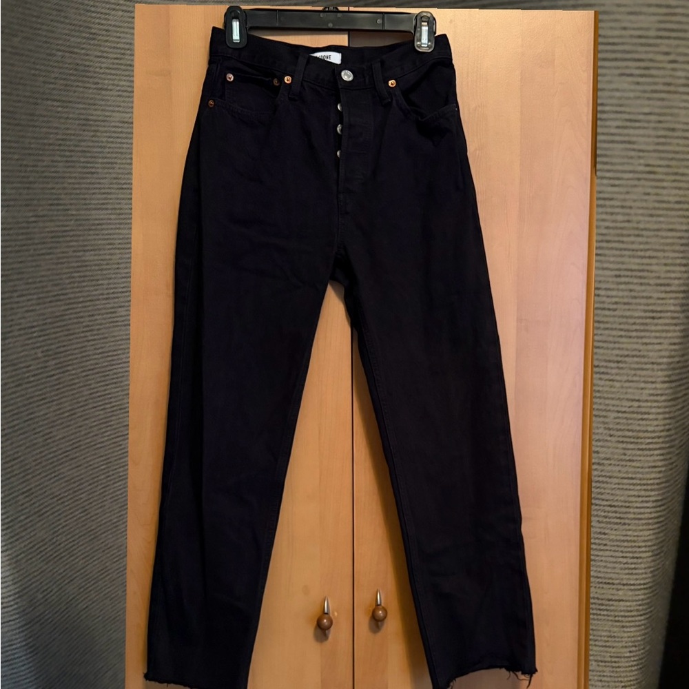 Re/Done Women's Black Straight Jeans